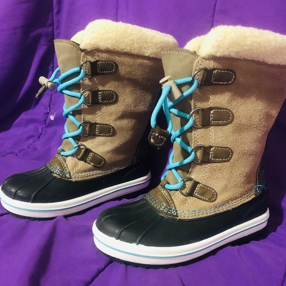 YOUTH GIRLS Suede Leather Winter Warm THERMOLITE Snow Boots Sz 13 - Picture 2 of 8